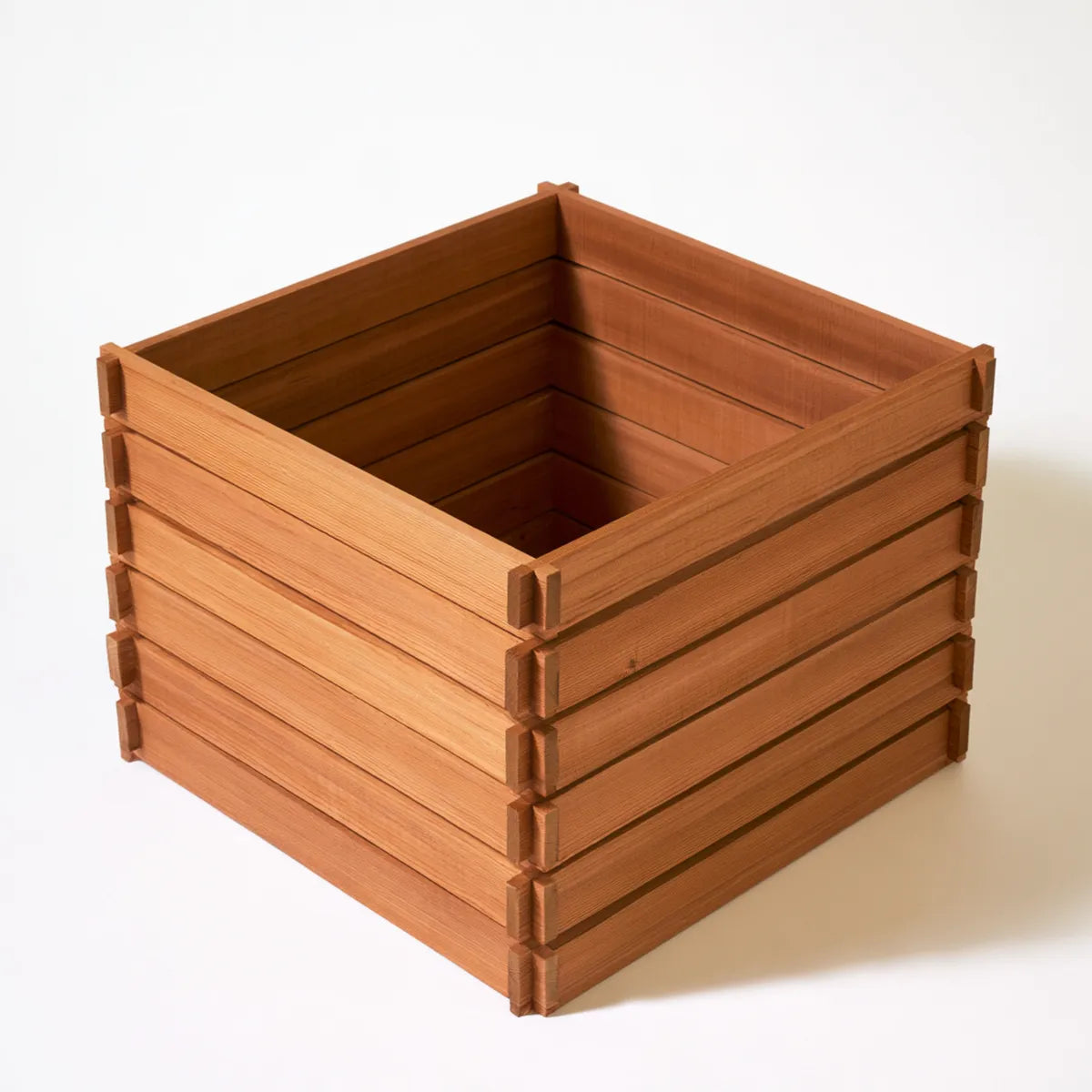 Square Wooden Planter Box, 24 x 24 x 20 in, Brown Solid Fir Wood