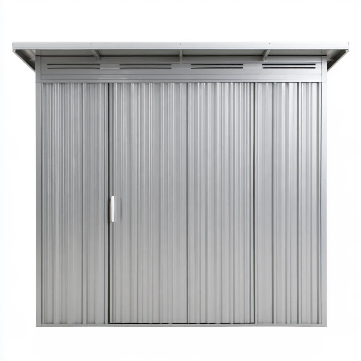 Outdoor Steel Storage Shed, 64.6 x 37.4 x 70.9 in, Gray, Double Sliding Doors