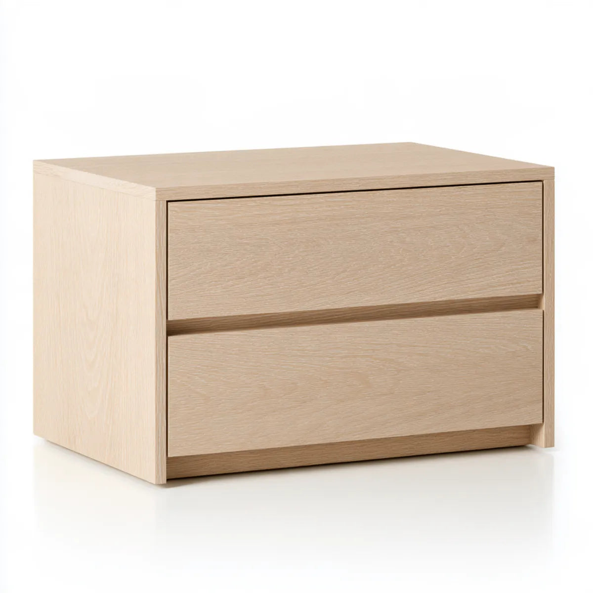 2-Drawer Wood Nightstand, 24 x 18 x 20 in, Light Natural Oak Rectangular Bedside Table