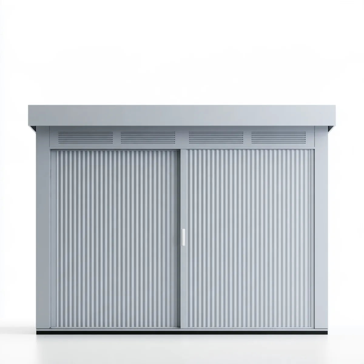 Galvanized Steel Outdoor Storage Shed with Double Sliding Doors, 10 ft W x 4 ft D x 6.3 ft H, Gray
